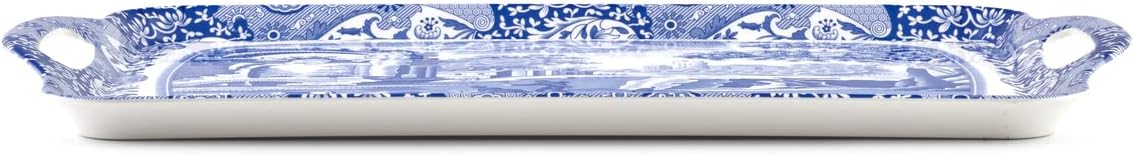 Pimpernel Spode Blue Italian Tray Large Handled Made of Melamine for Indoor and Outdoor use | Measures 18.9" x 11.6" | Dishwasher Safe