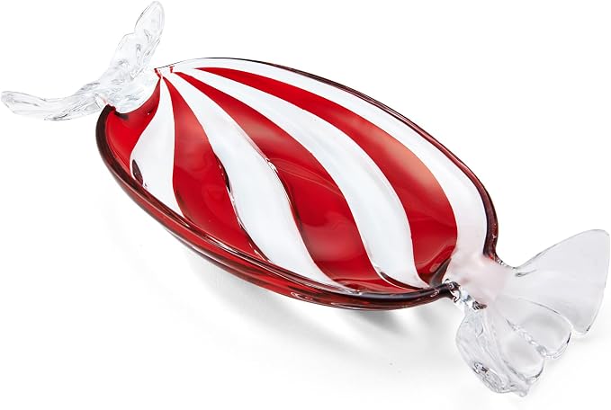 Peppermint Twist Candy Wrapper Glass Platter 13"long X 6"wide
