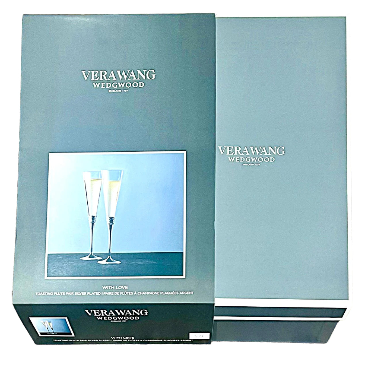 Vera Wang With Love Toasting Flute Pair Silver Plated 5.5-oz, by Wedgwood