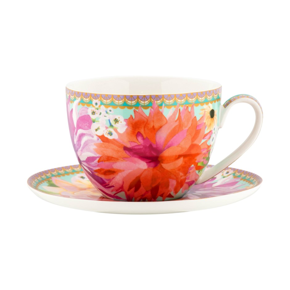 Breakfast Cup & Saucer Dahlia Sky Collection By Maxwell & Williams