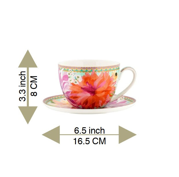 Breakfast Cup & Saucer Dahlia Sky Collection By Maxwell & Williams