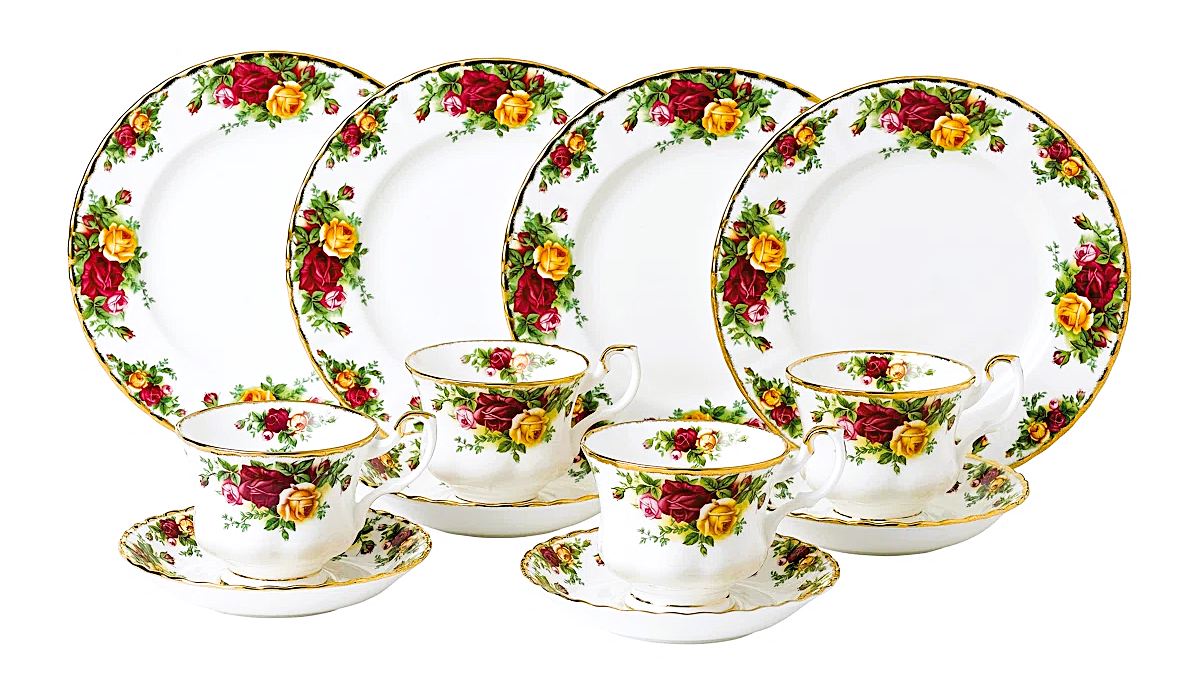 Royal Albert Old Country Roses 12-Piece Dinnerware Set, service for 4