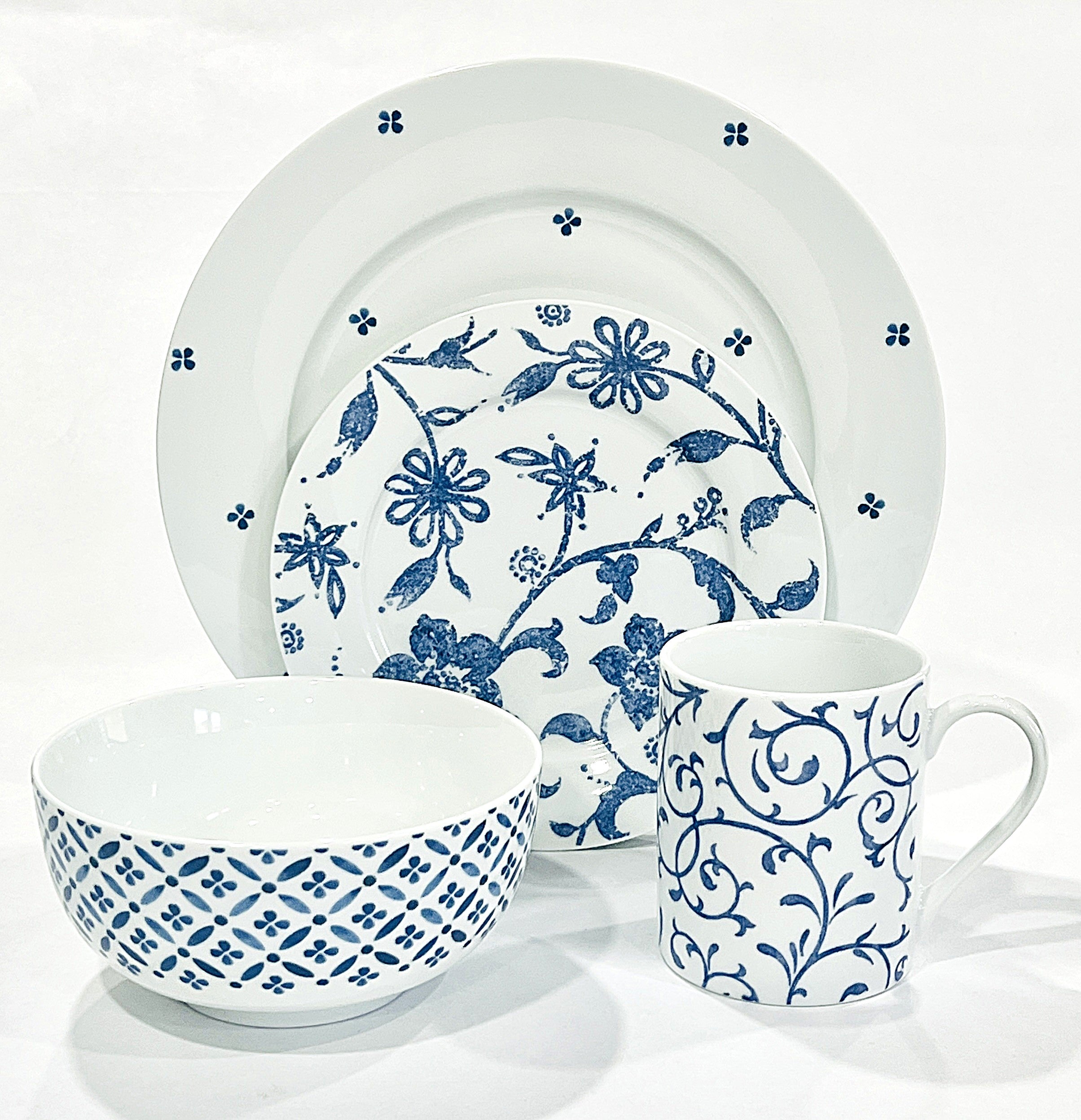 Blue Indigo 16 piece dinnerware set Porcelain by Portmeirion