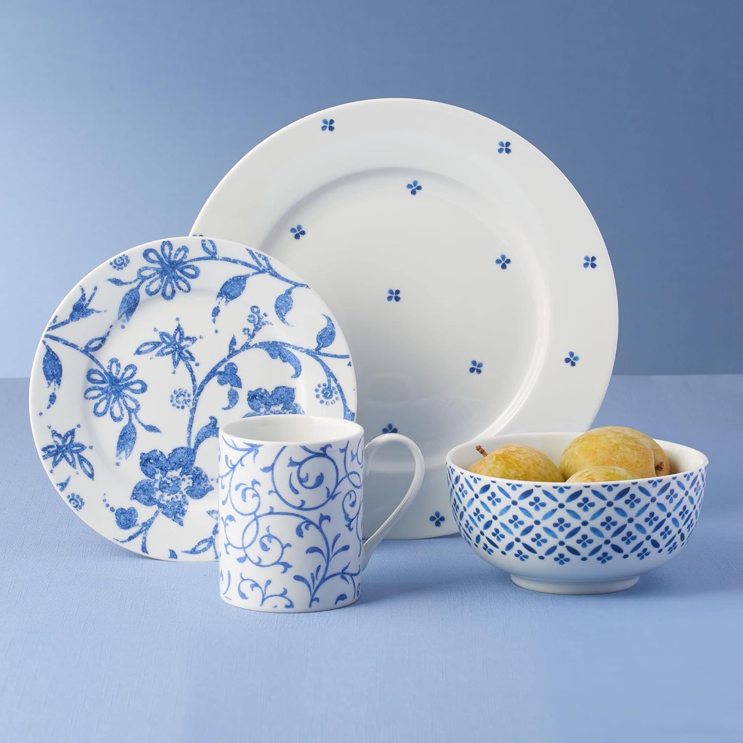 Blue Indigo 16 piece dinnerware set Porcelain by Portmeirion