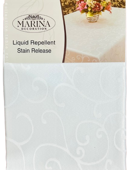 Table Cloth Jacquard White 60"wide X 84"long