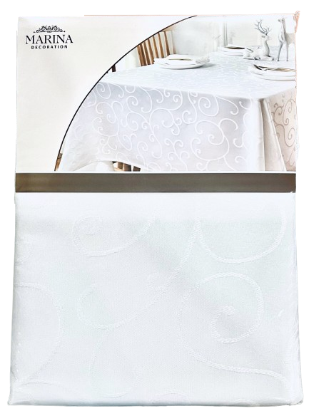 Table Cloth Jacquard White 60"Wide X 102"Long
