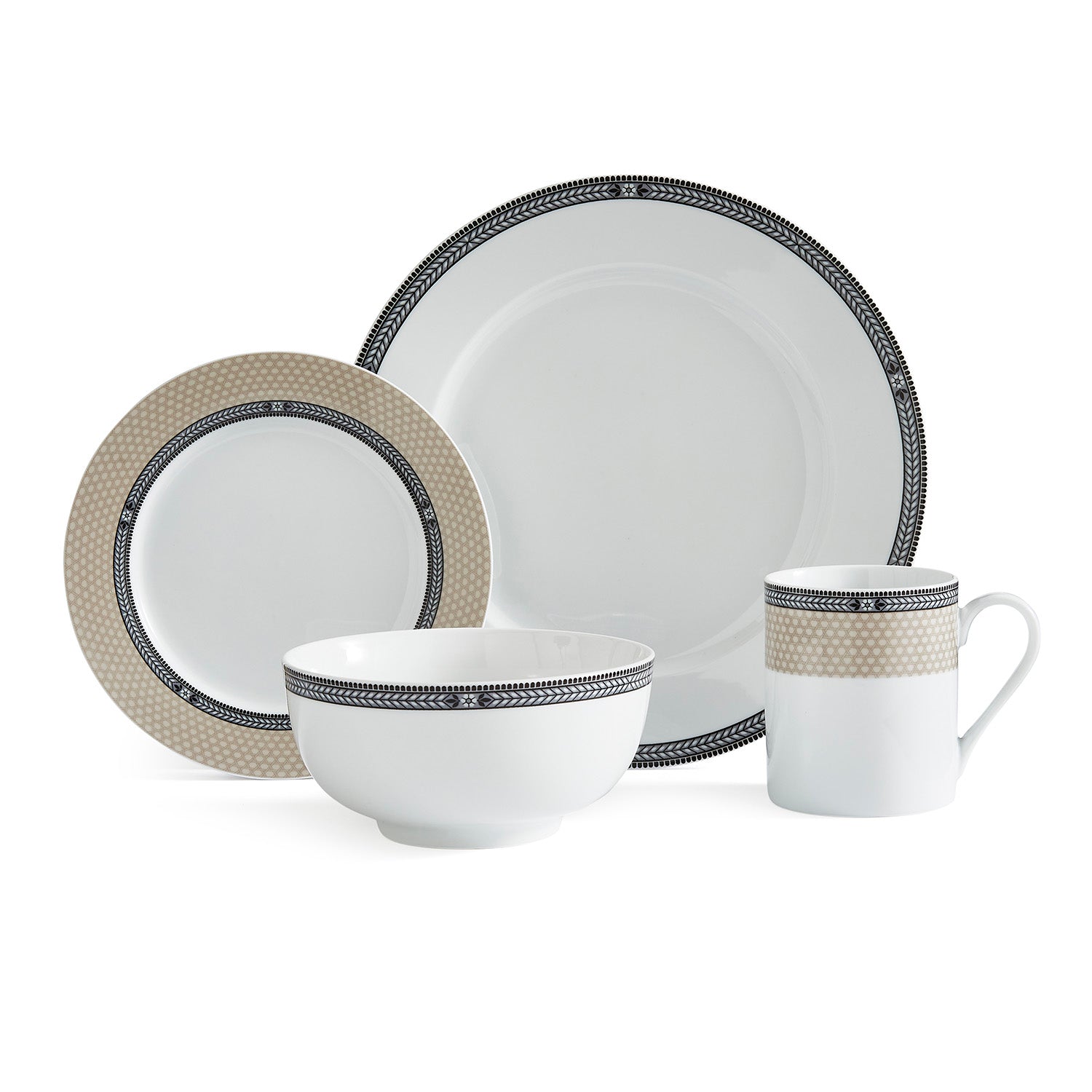 Portmeirion Porcelain Vintage Chic 16Pcs Dinnerware Set - Service for 4