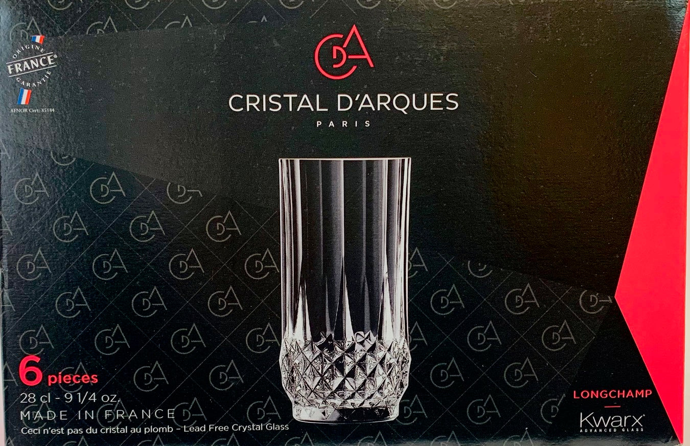 6 Hiball Tumblers Longchamp By Cristal D'Arques 270ml/9.25-oz Made in France