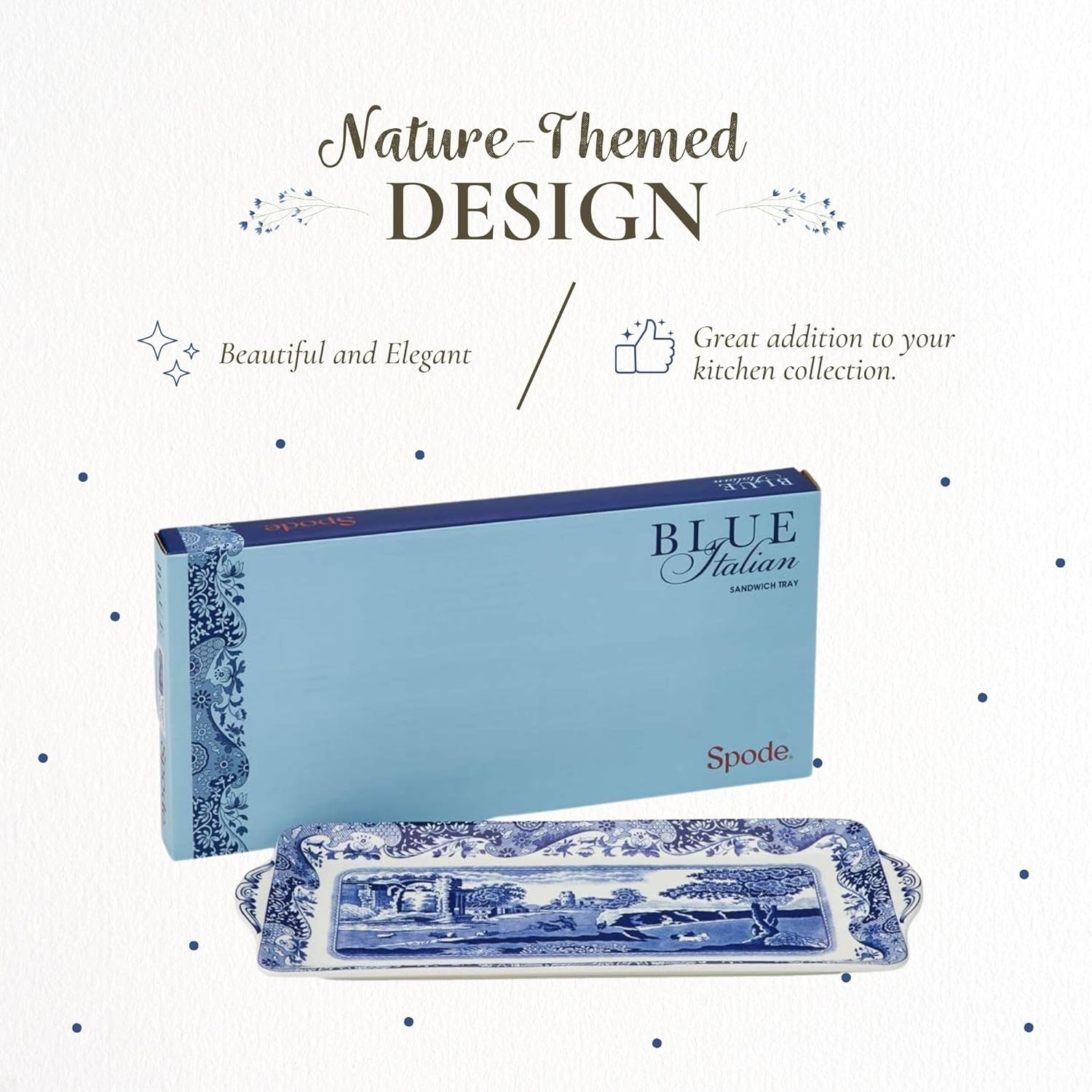 Spode Blue Italian Serving Platter Porcelain | Measures 13-Inches | Dishwasher Safe