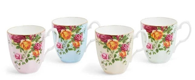 Royal Albert Old Country Roses 4 Mugs Bone China