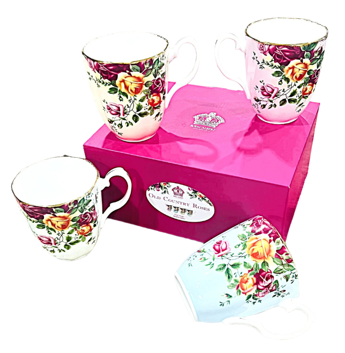 Royal Albert Old Country Roses 4 Mugs Bone China