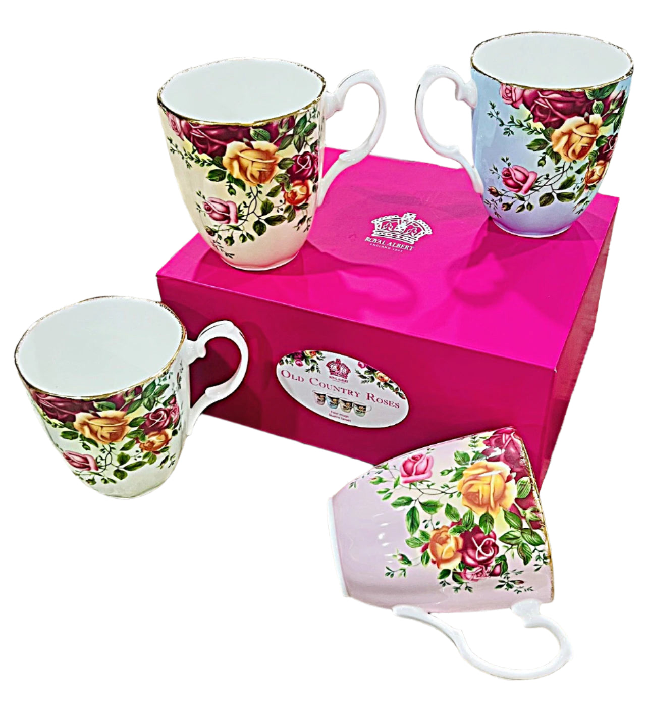 Royal Albert Old Country Roses 4 Mugs Bone China