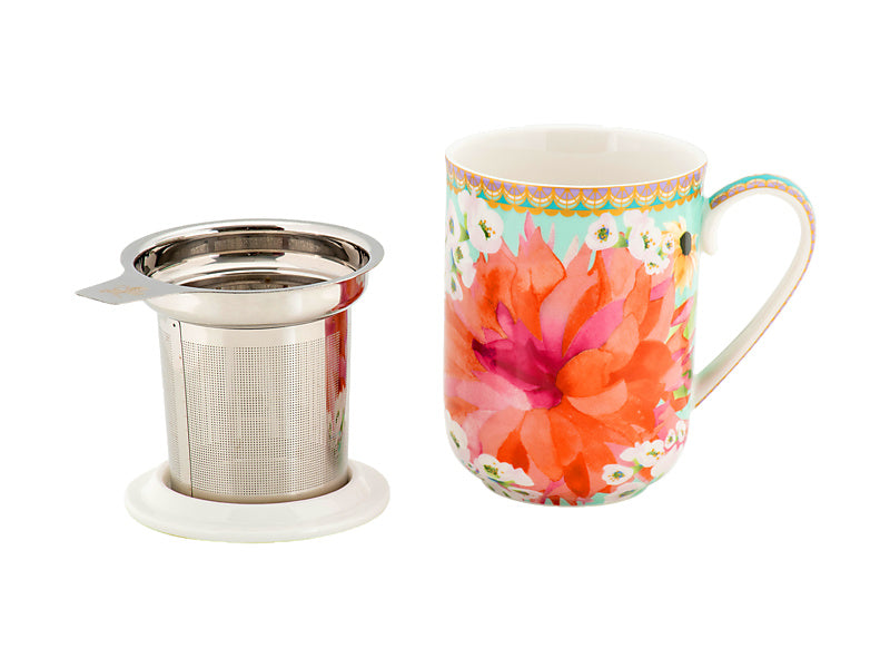 Mug with Strainer and Cover 340ML Dahlia Sky collection by Maxwell & Williams