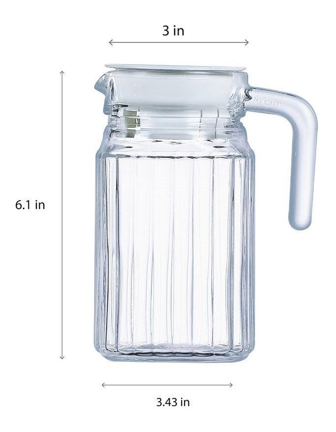 Jug/Pitcher 16.75 oz. Quadro Glass By Luminarc 6.1"tall X 5"wide X 3.4"deep