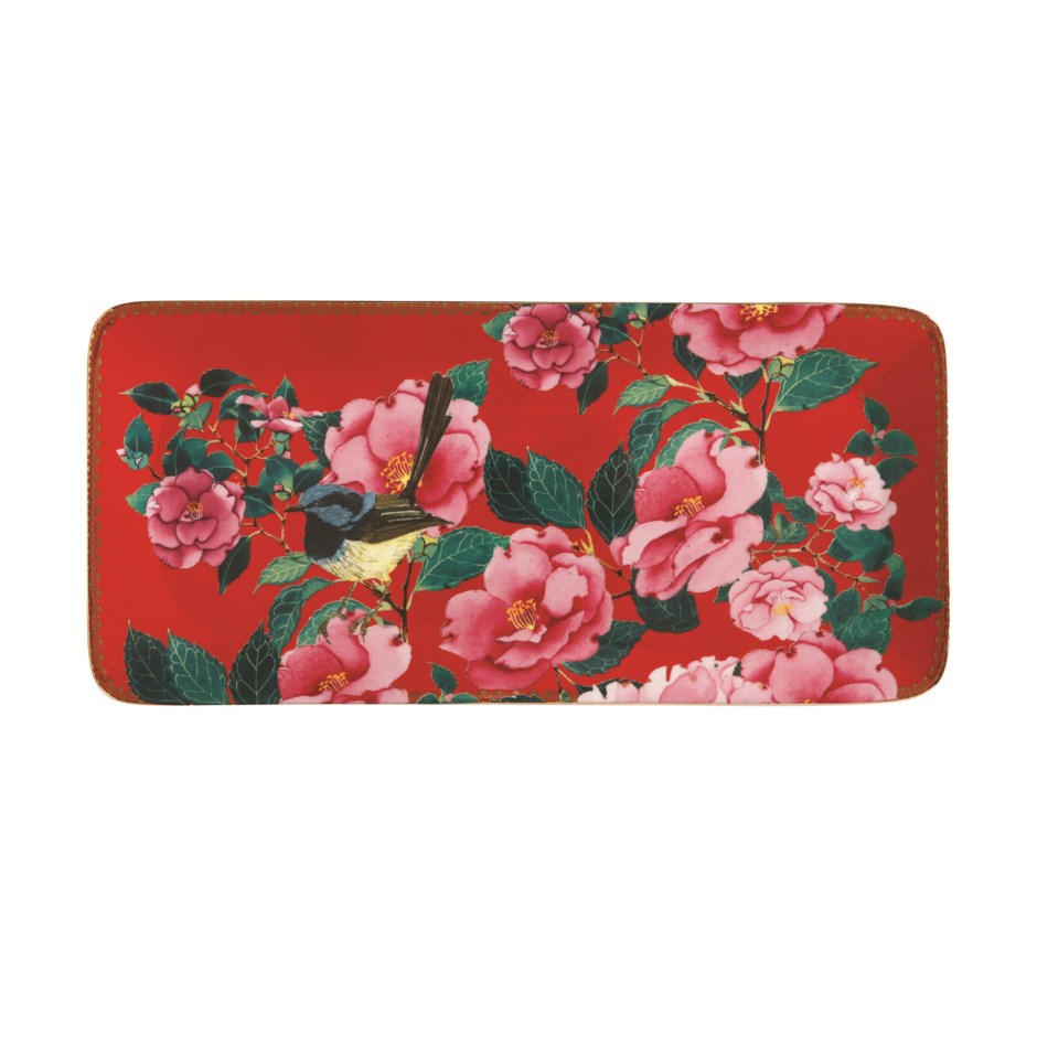 Maxwell & Williams Platter Porcelain Rectangular Silk Road Cherry Red Collection