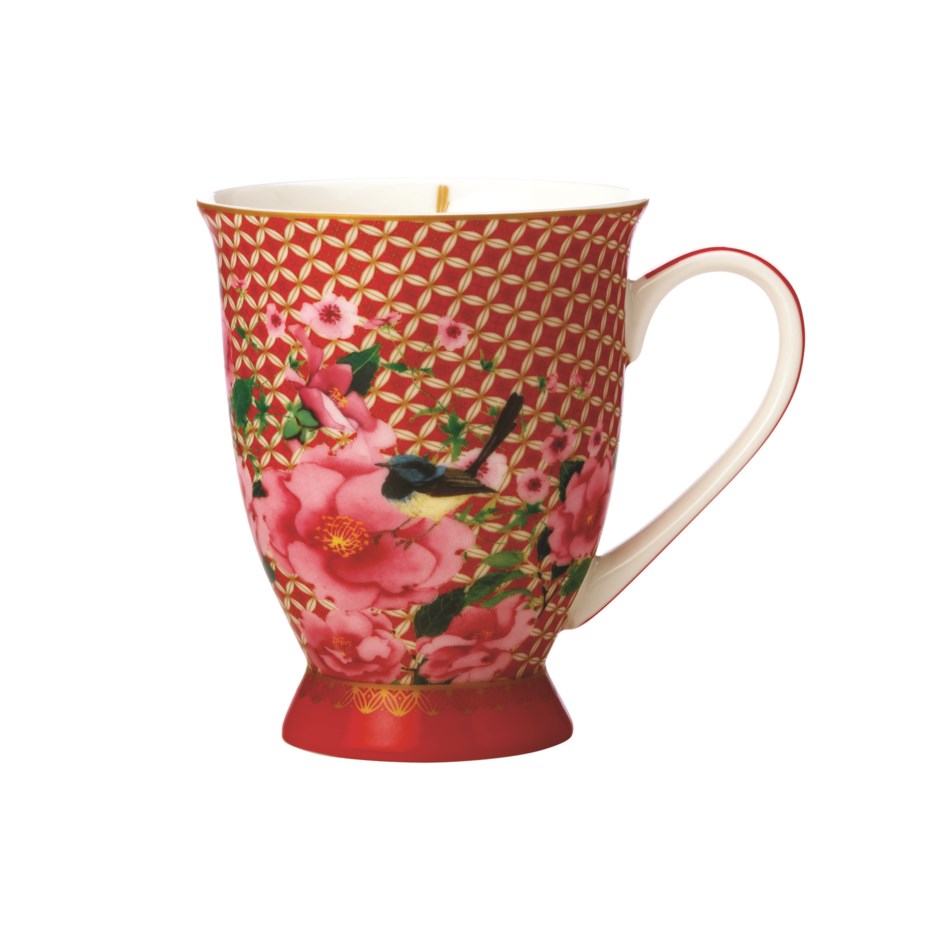 Maxwell & Williams Mug 300ml footed Cherry Red Silk Road collection
