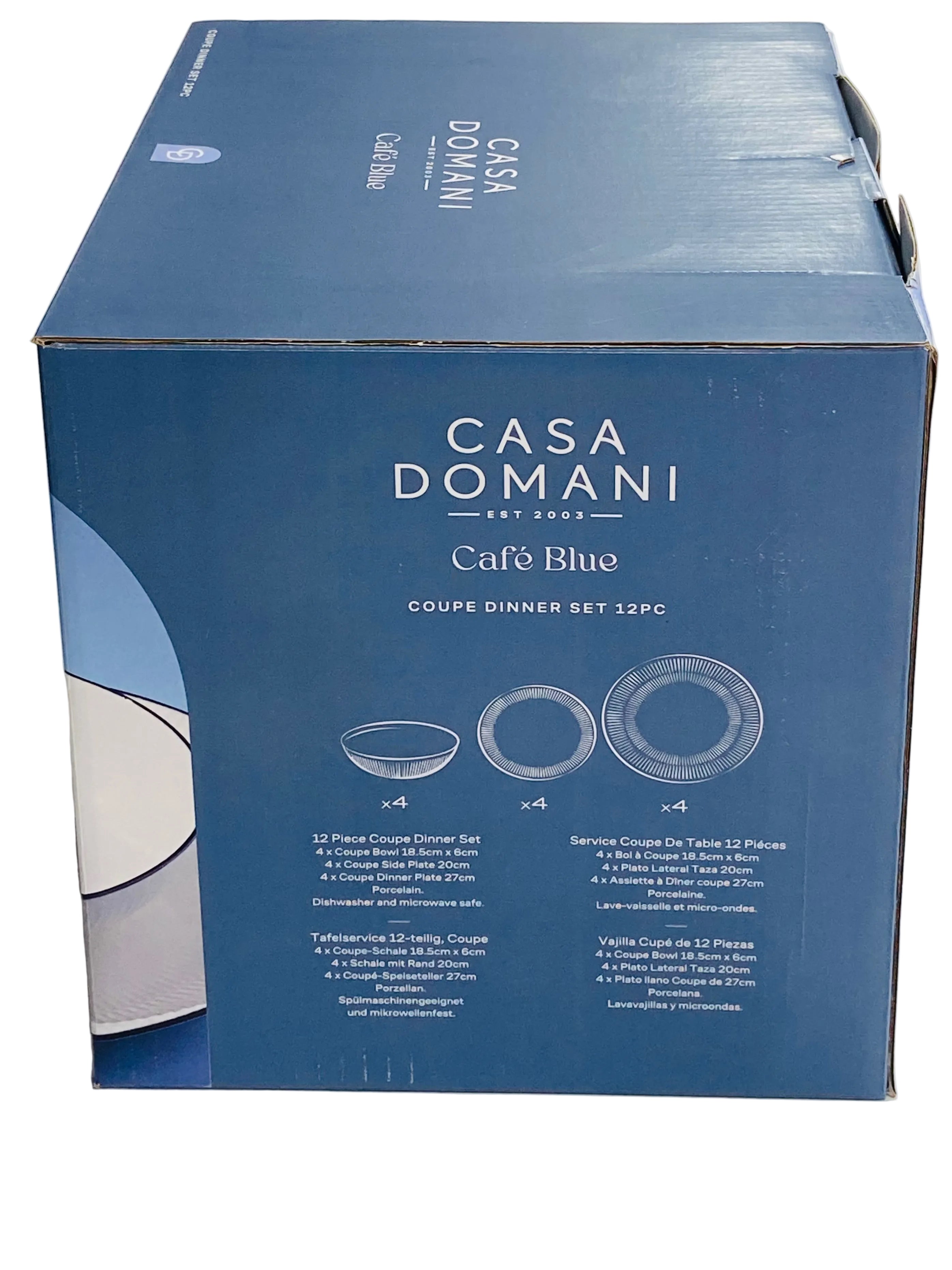 Cafe Blue Dinnerware 12 piece set Porcelain by Casa Domani