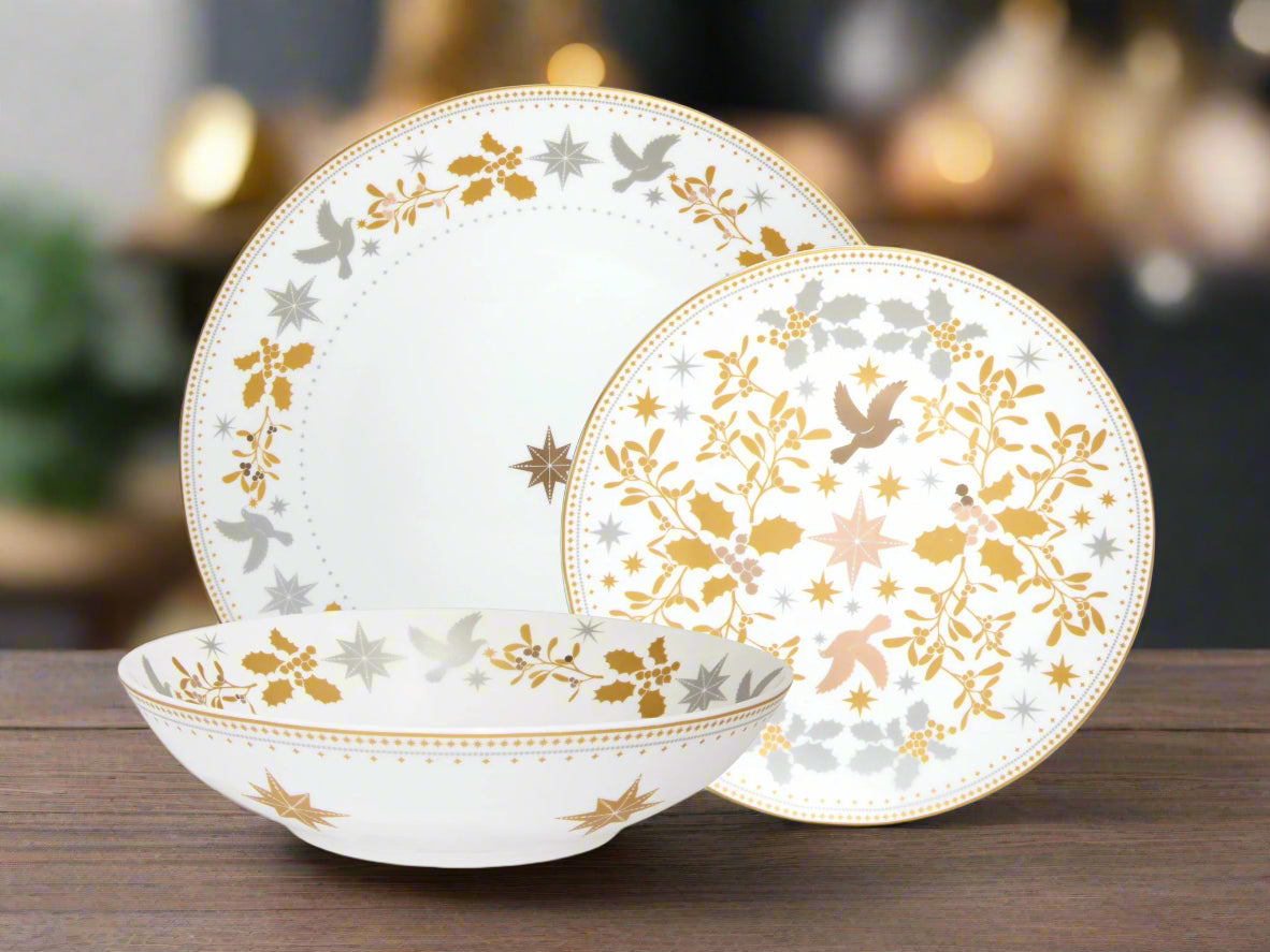 White Christmas 12 piece Dinnerware Set by Maxwell & Williams holiday White Porcelain