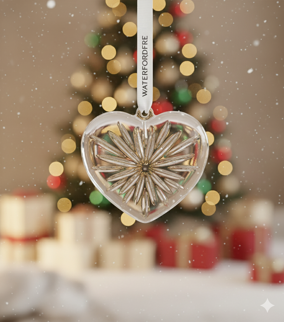 Waterford Heart Crystal Ornament 3"tall X 3.25"wide X 0.7"deep