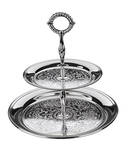 Queen Anne Cake Stand 2 Tier Silver Plated Tarnish Resistant Made in England - Royal Gift