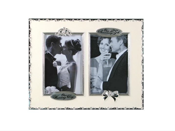 25th Anniversary Picture Frame Double Frame 4" X 6" - Royal Gift