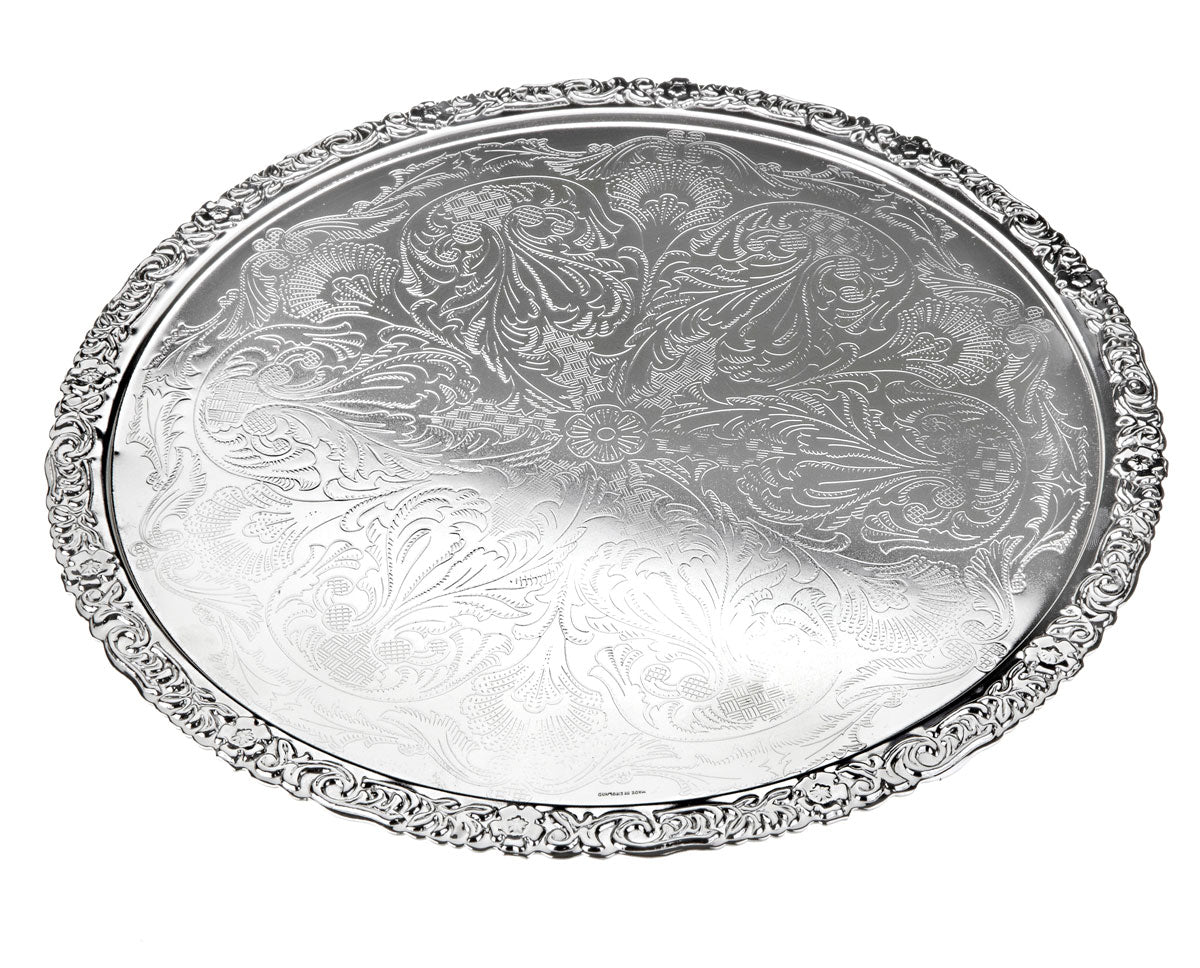 Queen Anne Tray 11.5" Round Silver Plated Made in England 28cm - Royal Gift