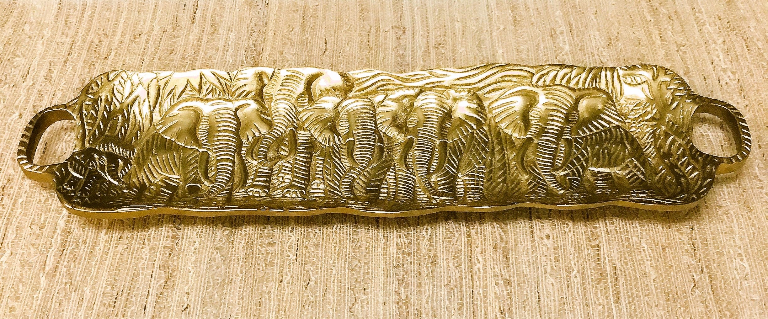Elephant Sandwich Tray Brass 20"long X 5.4"wide X 1.4"high