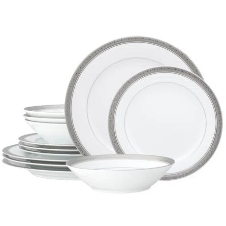 Noritake Crestwood Platinum Dinnerware set - 24 Piece Service for 4 people - Royal Gift