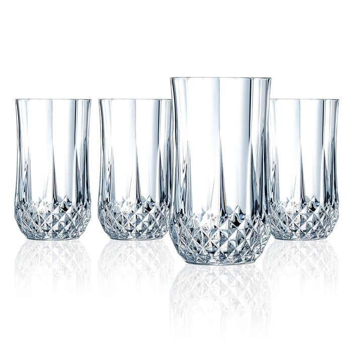 Longchamp Hiball Tumbler, Set of 4 by Eclat Cristal D'Arques,12-Oz - Royal Gift
