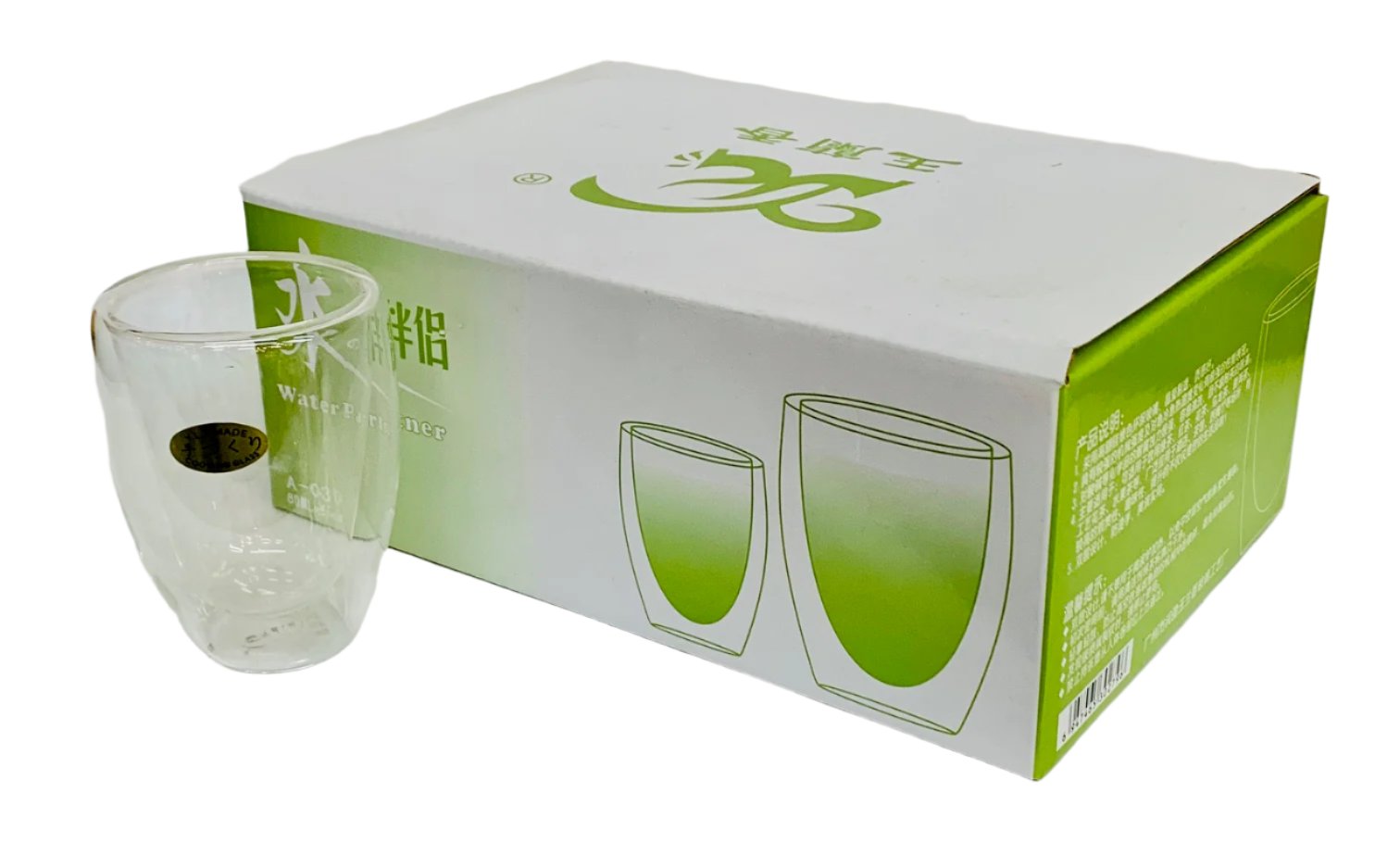 6 GLASS Double Wall Vacuum 80ML - 2.75" X 3.75" - Royal Gift