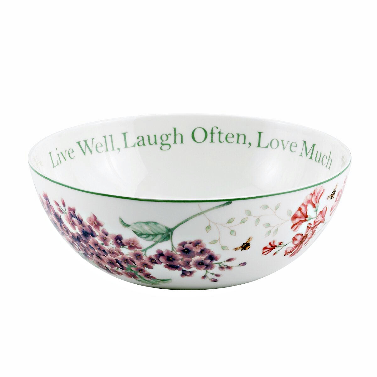 Lenox Butterfly Meadow Bowl 9" X 3.5"Hi (Live well, Laugh often, Love much) - Royal Gift