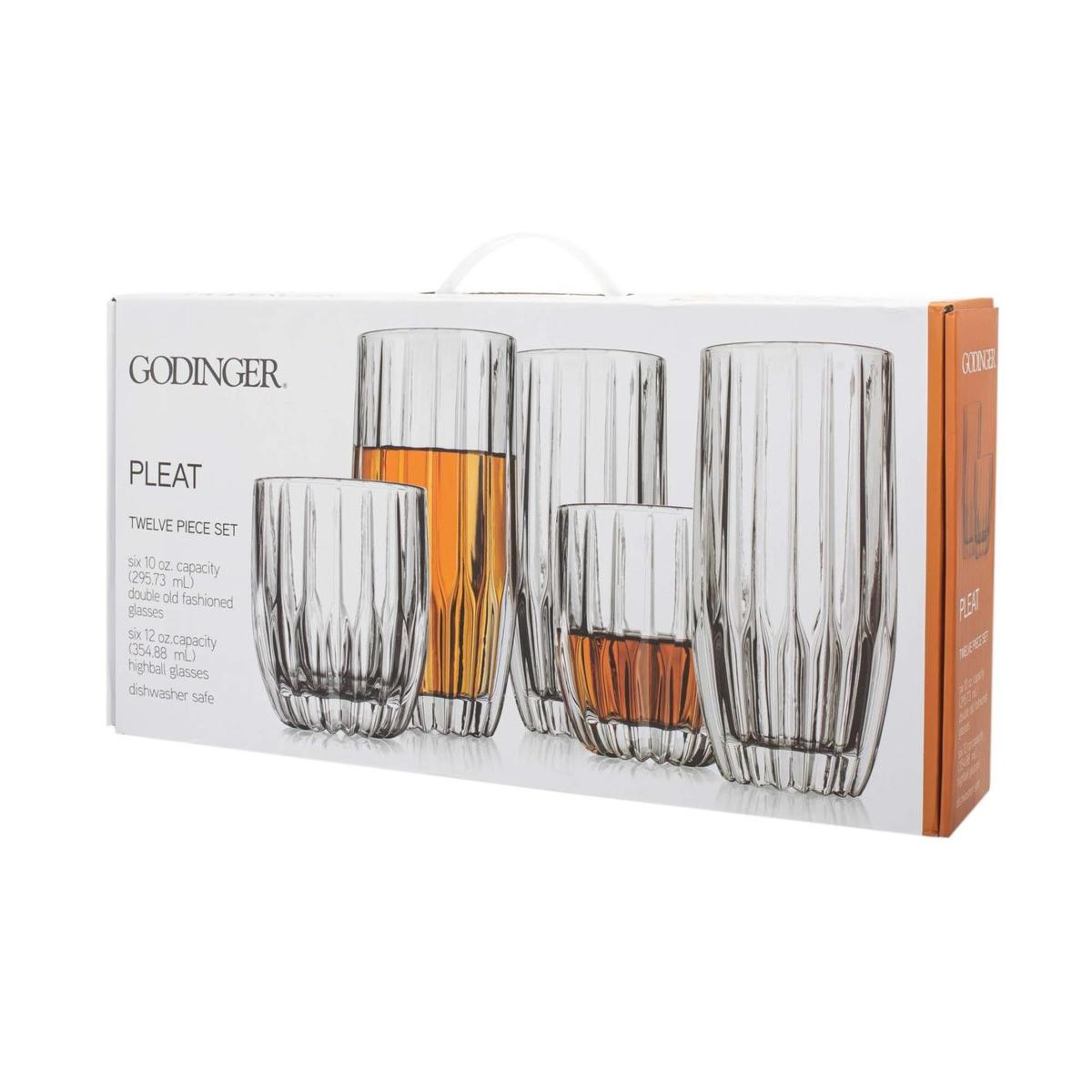 Tumblers 12 piece set from Godinger Pleat collection - Royal Gift