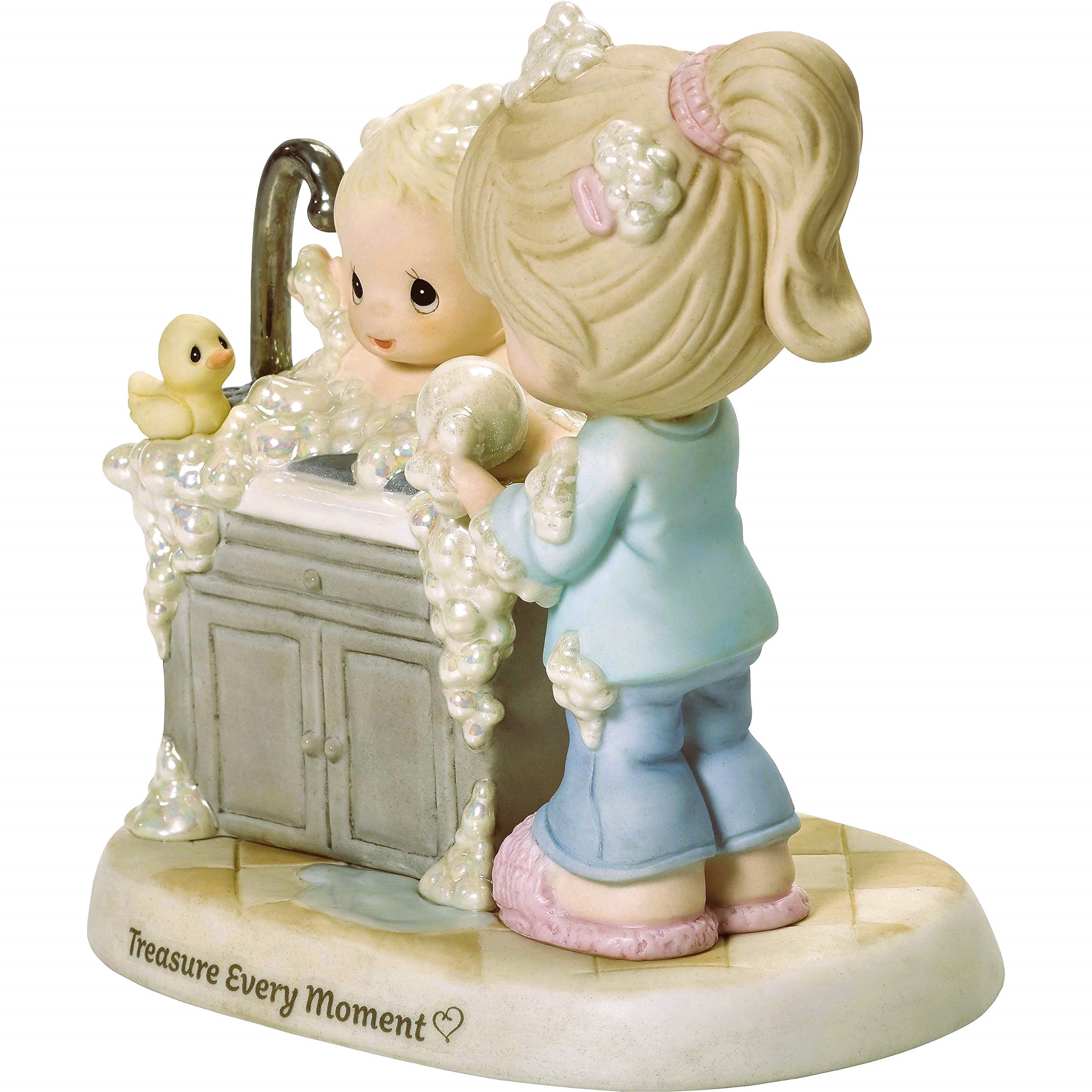 Precious Moments Treasure Every Moment Porcelain Figurine Mother with Baby Bubble Bath
