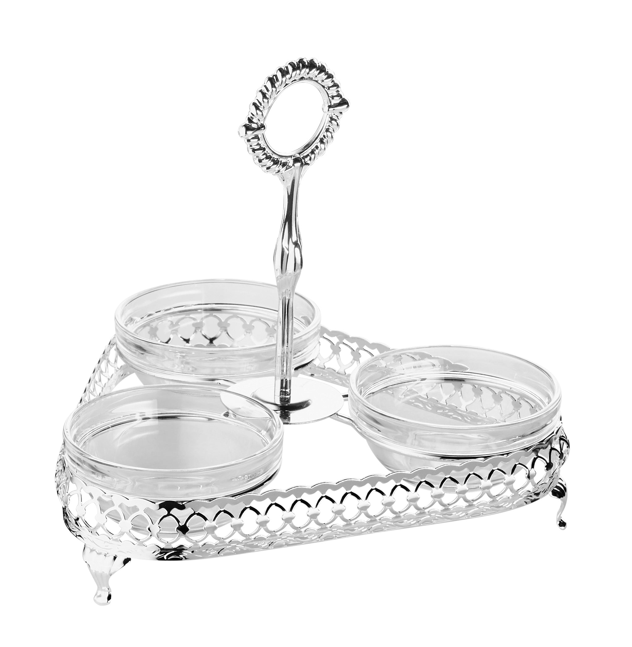 Queen Anne Relish 3-Piece Set Tarnish Resistant Silver Plated Tableware Made in England - Royal Gift
