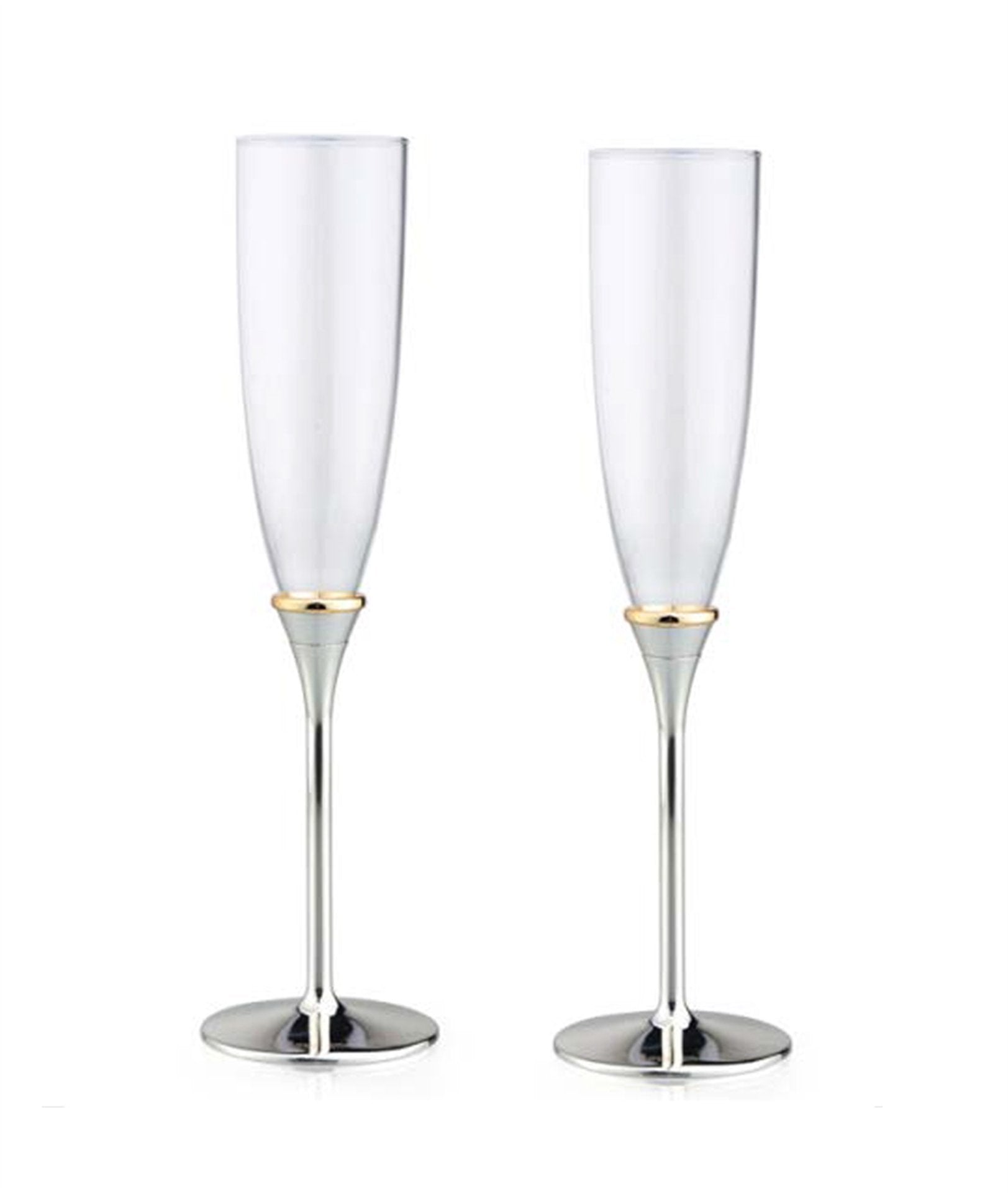 Classic Gold Banded Flute Pair - The Perfect Wedding Gift - Royal Gift