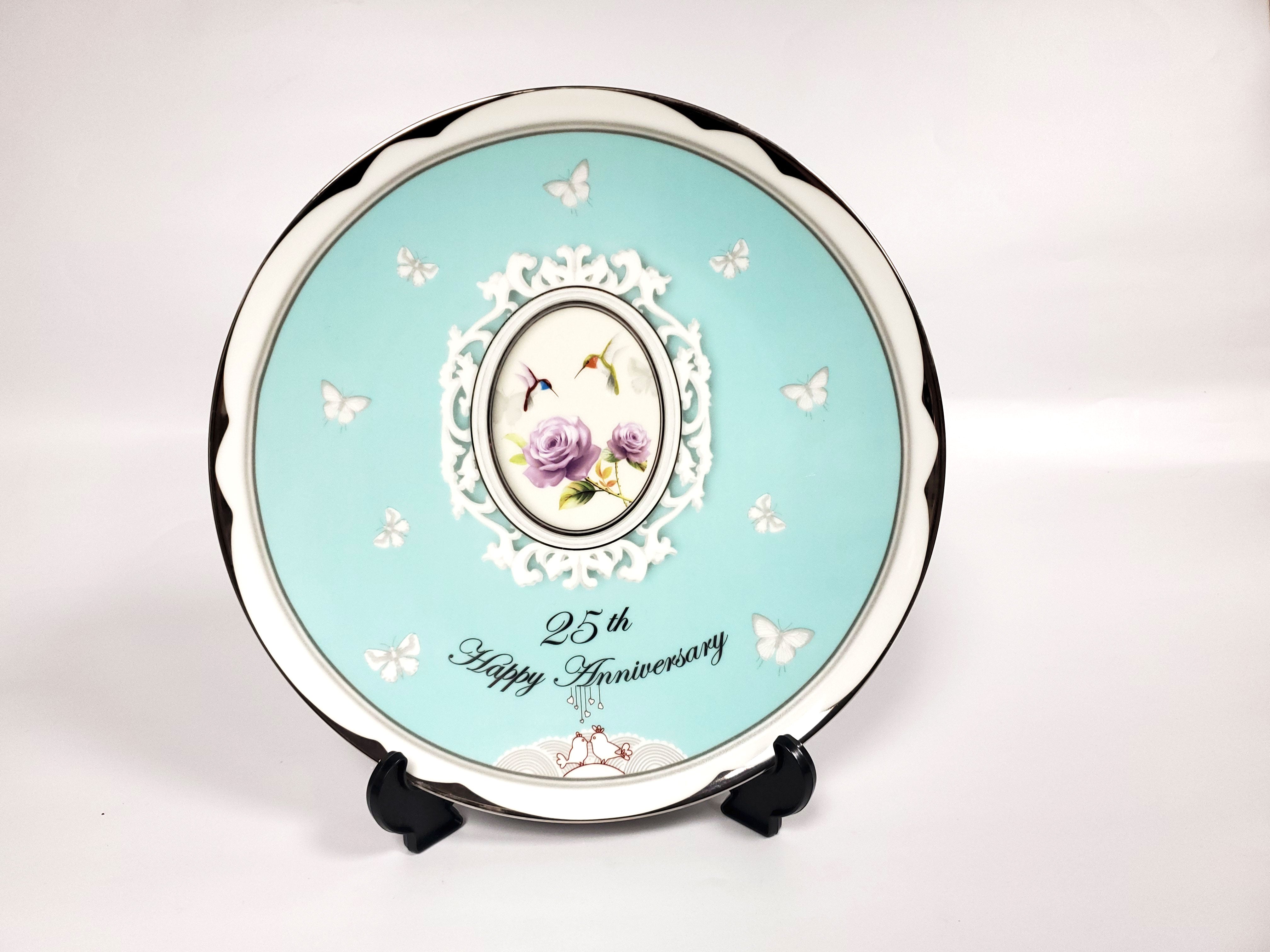 25th Anniversary Plate 12" Porcelain fine bone china gift boxed - Royal Gift