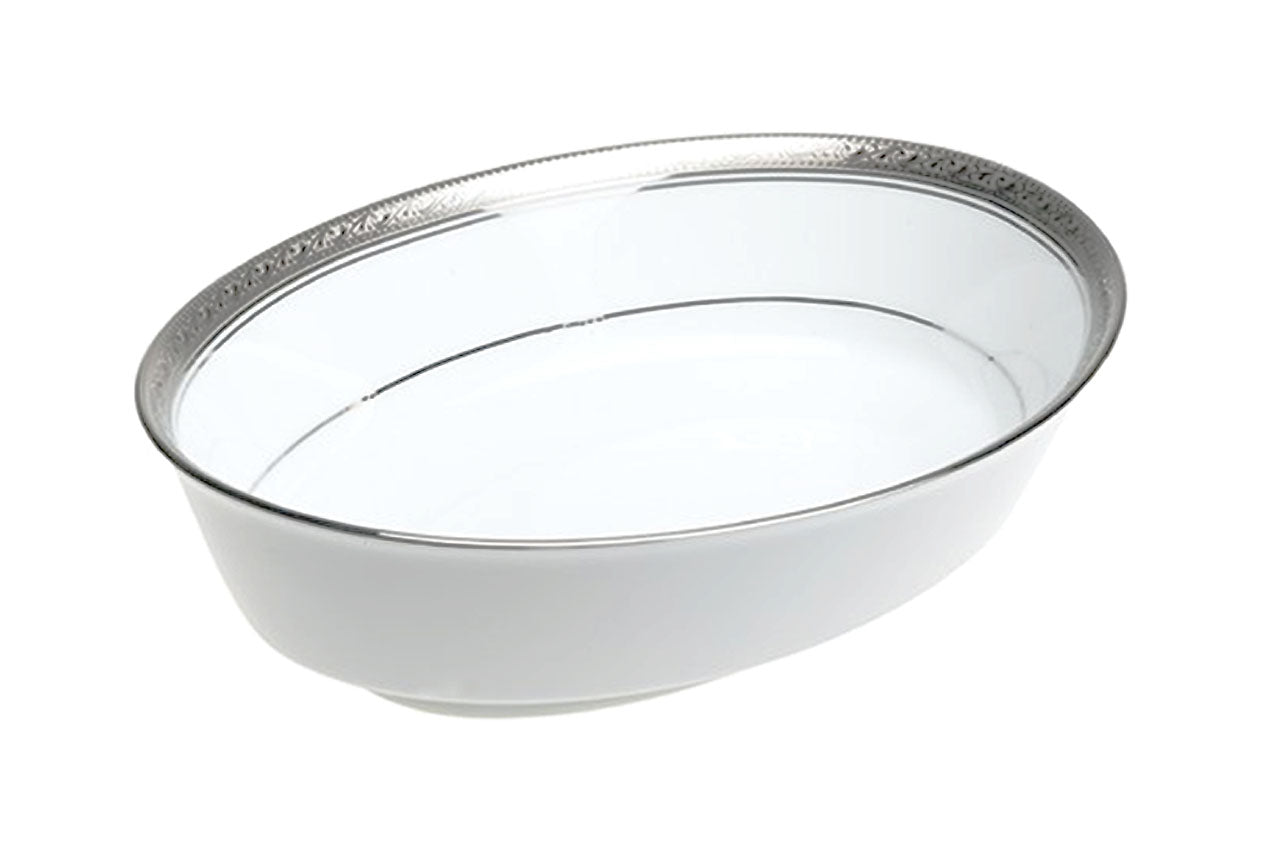 Noritake Crestwood Platinum Vegetable Serving Bowl Oval 4166 - Royal Gift