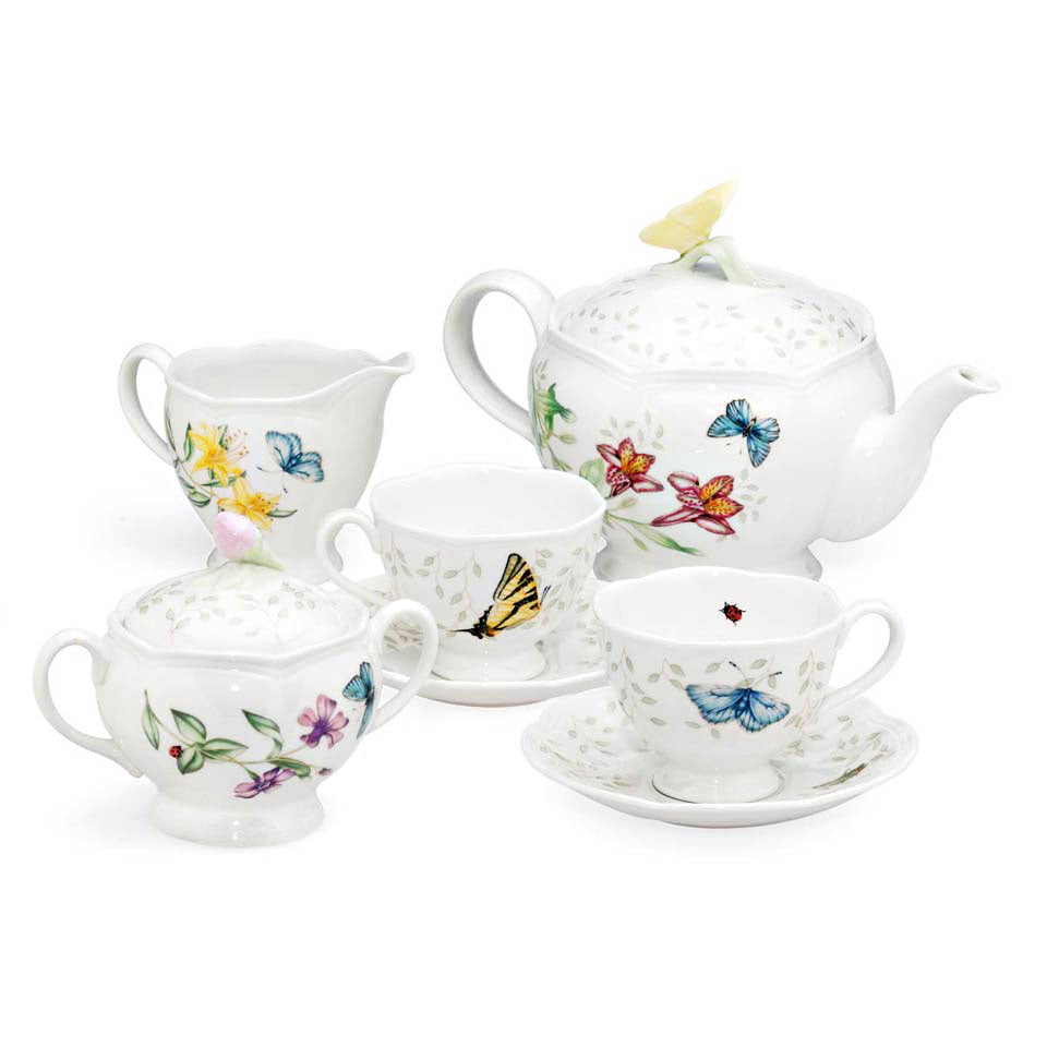Lenox Butterfly Meadow Tea Set 9-Piece porcelain Dishwasher safe