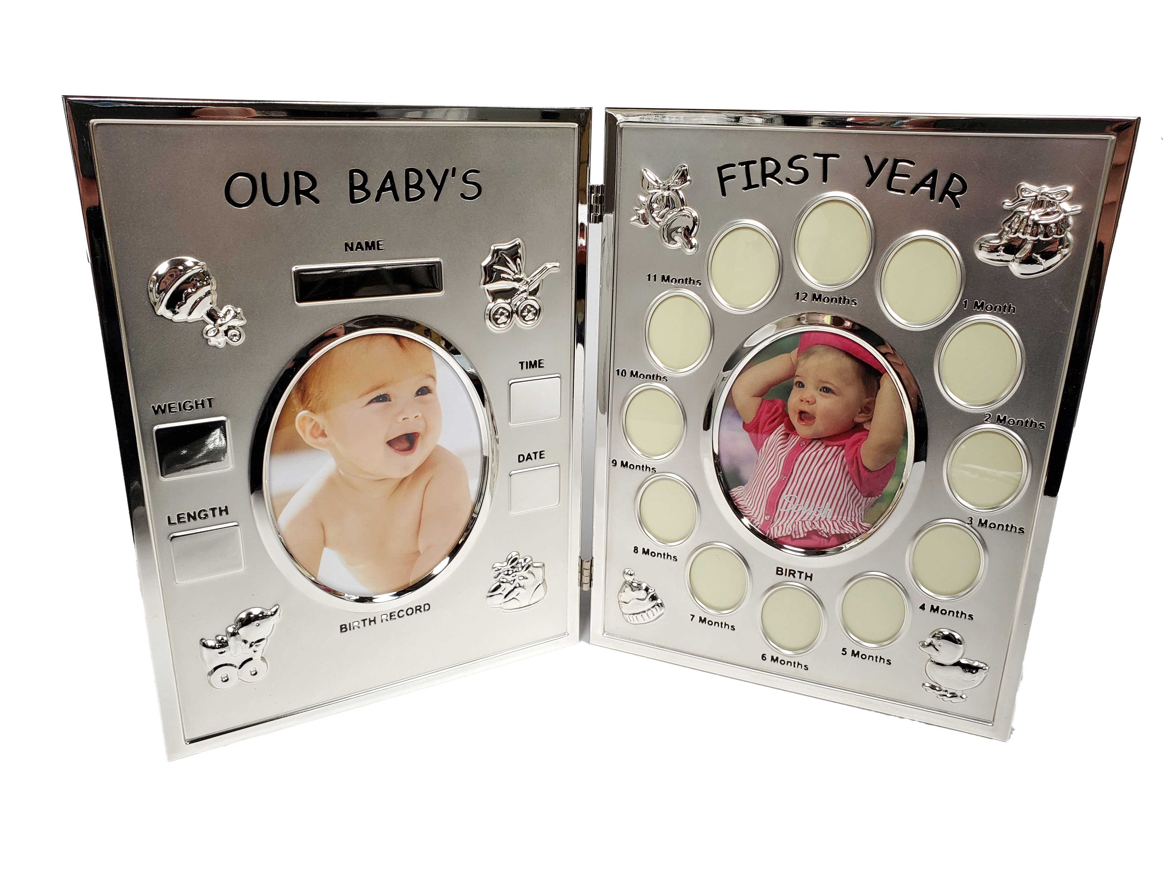 Baby's First Year Photo Frame Double Panel 15" x 10" - Royal Gift