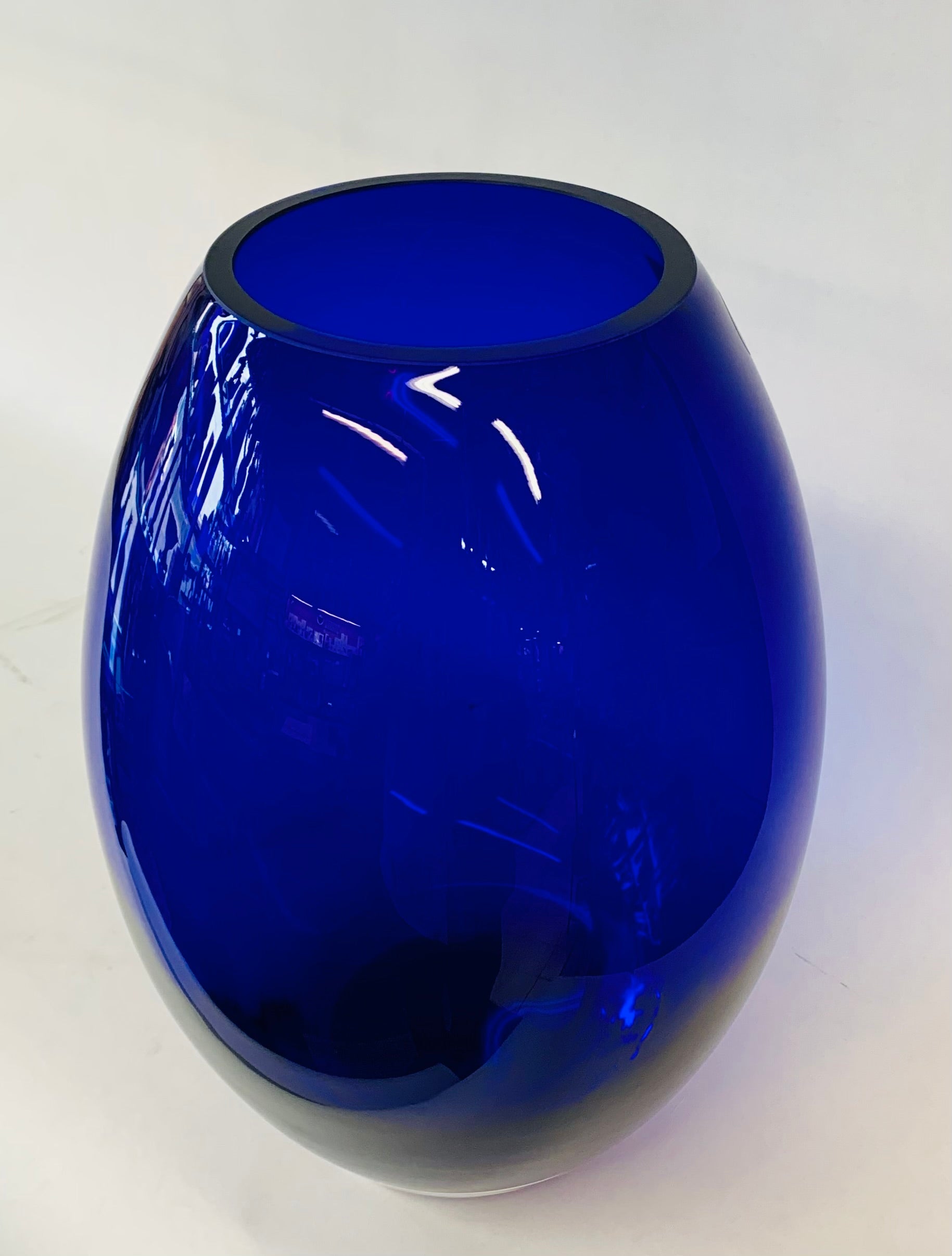 Cobalt Blue Crystal Vase 12"tall X 8.5"diameter Barski Crystal collection