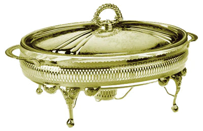 Queen Anne Gold Casserole Oval 18" X 10" X 8" Made in England - Royal Gift