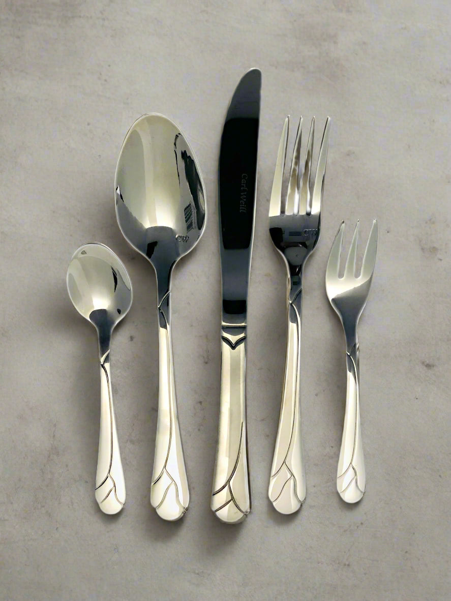 Flatware Cutlery 78 piece set from Carl Weill Tulip Capri 18/10 Stainless Steel Service for 12 People + 12 Serving Pieces - Royal Gift