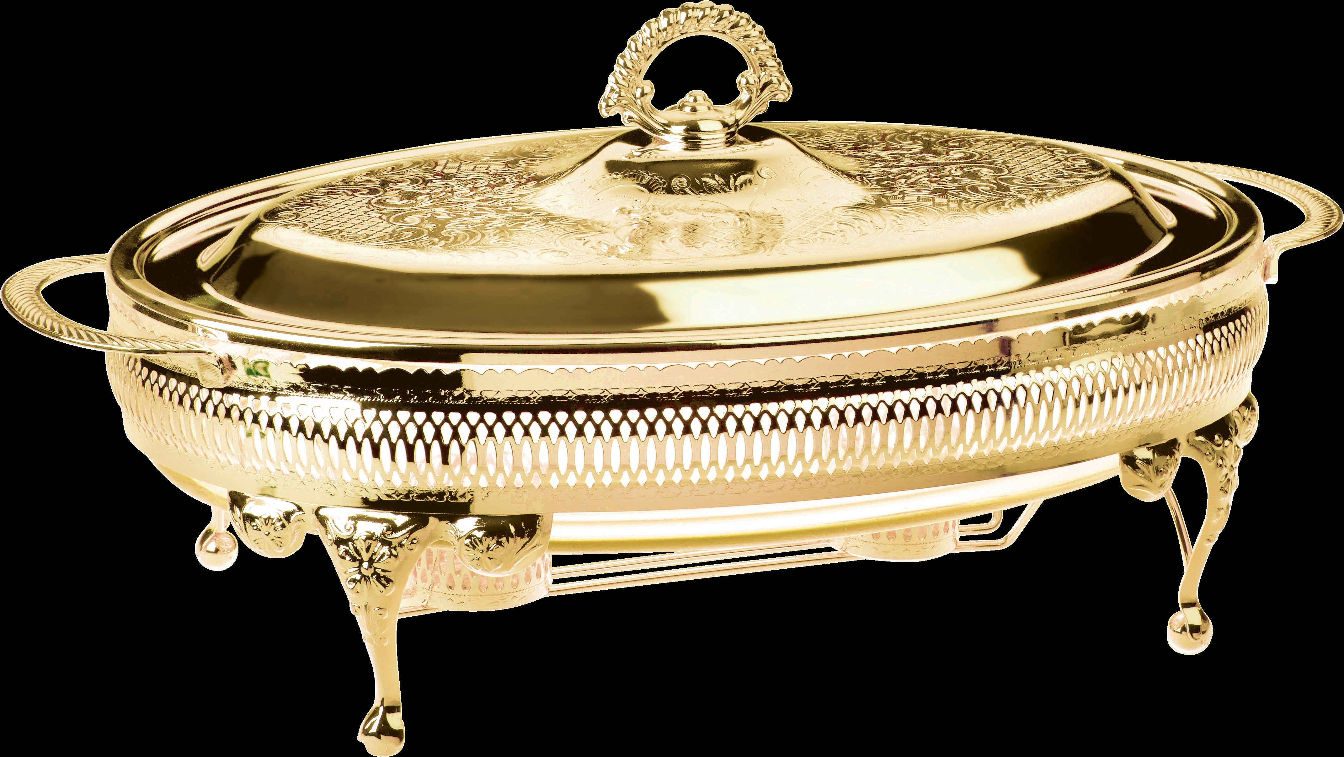 Queen Anne Gold Casserole Oval 18" X 10" X 8" Made in England - Royal Gift