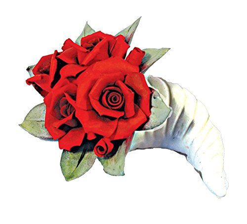 Capodimonte Roses Cornucopia (Red) Porcelain Flower Hand Made in Italy - Royal Gift