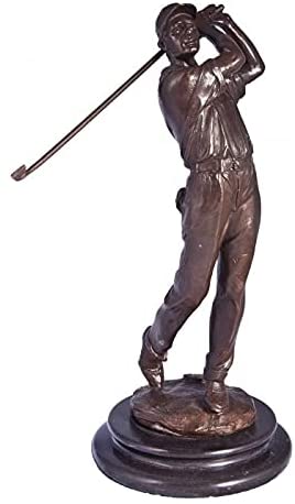 Golfer Bronze metal statue on marble base 6"wide X 5"deep X 15" Tall - Royal Gift