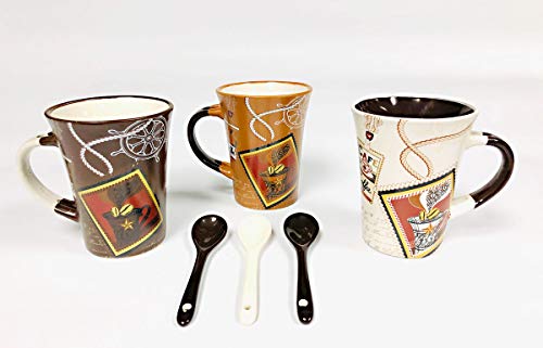 Mug 6 piece set of 3 Mugs + 3 Spoons Portrait Style From Success. - Royal Gift