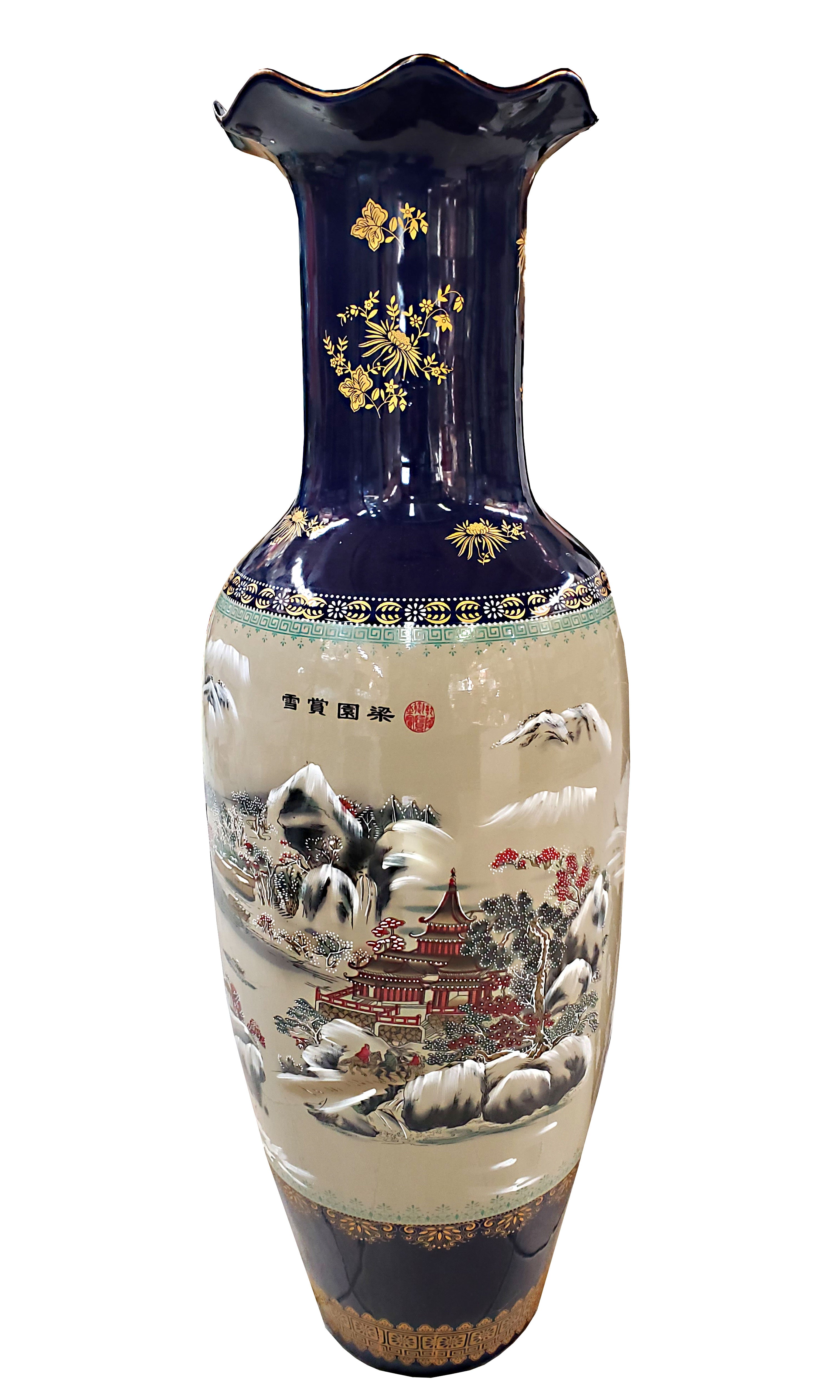 Cobalt Painted Vase 42"Tall X 14"Diameter - Royal Gift