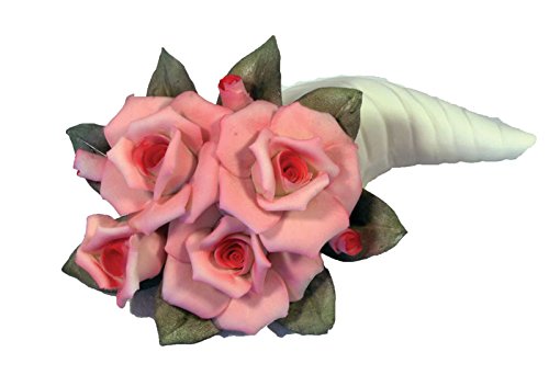 Capodimonte Roses Cornucopia (Pink) Porcelain Flower Hand Made in Italy - Royal Gift