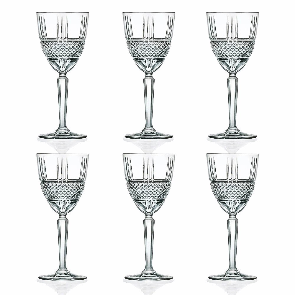 RCR Brilliante 6 Goblets Crystal 23cl, 7.74-OZ made in ITALY