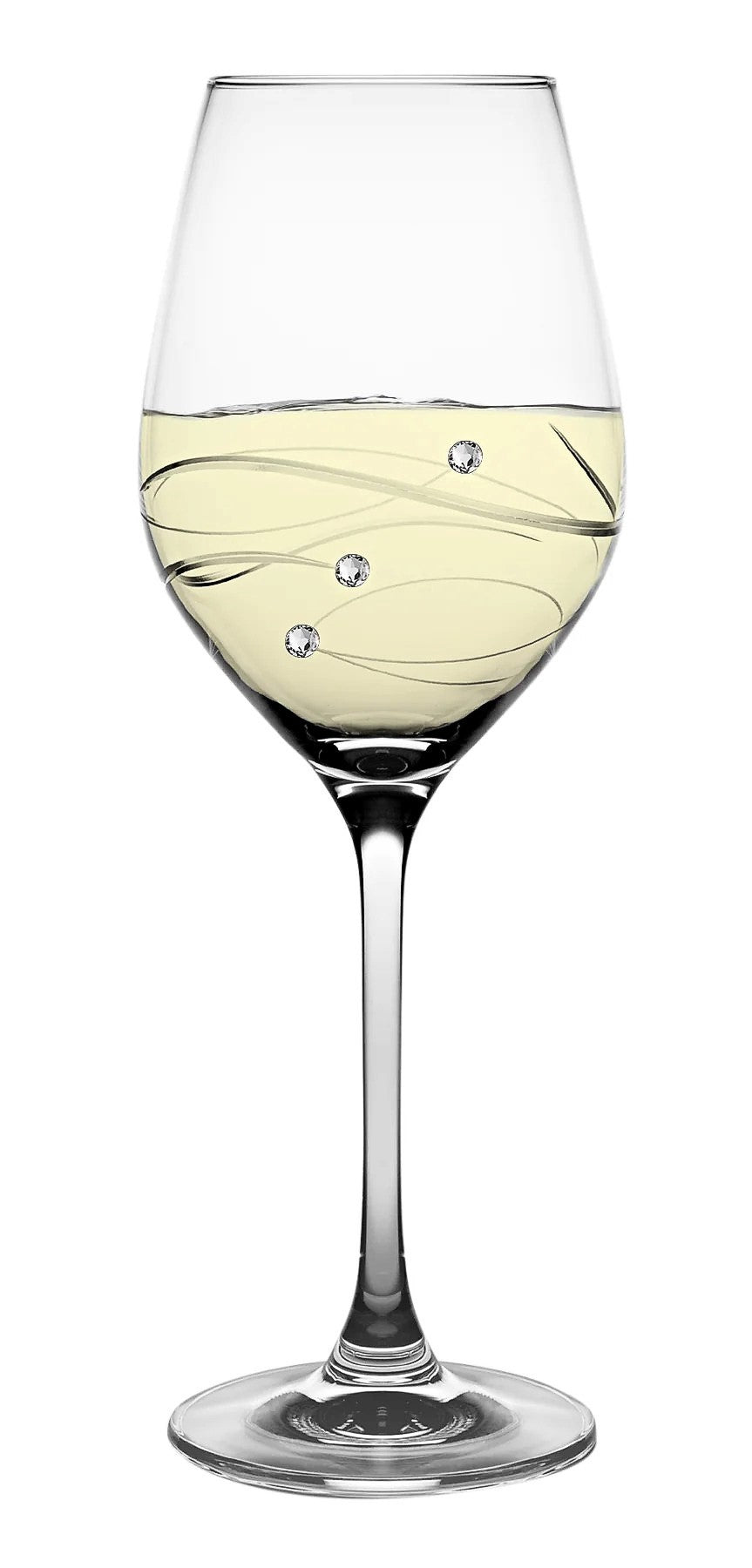 4 Wine Stems Sparkle Crystal with 3 Swarovski Diamonds each Barski Crystal collection